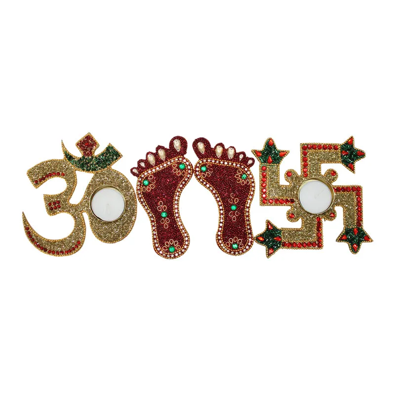 Aum Beaded Tea Light Holder - Set Of Three media 5