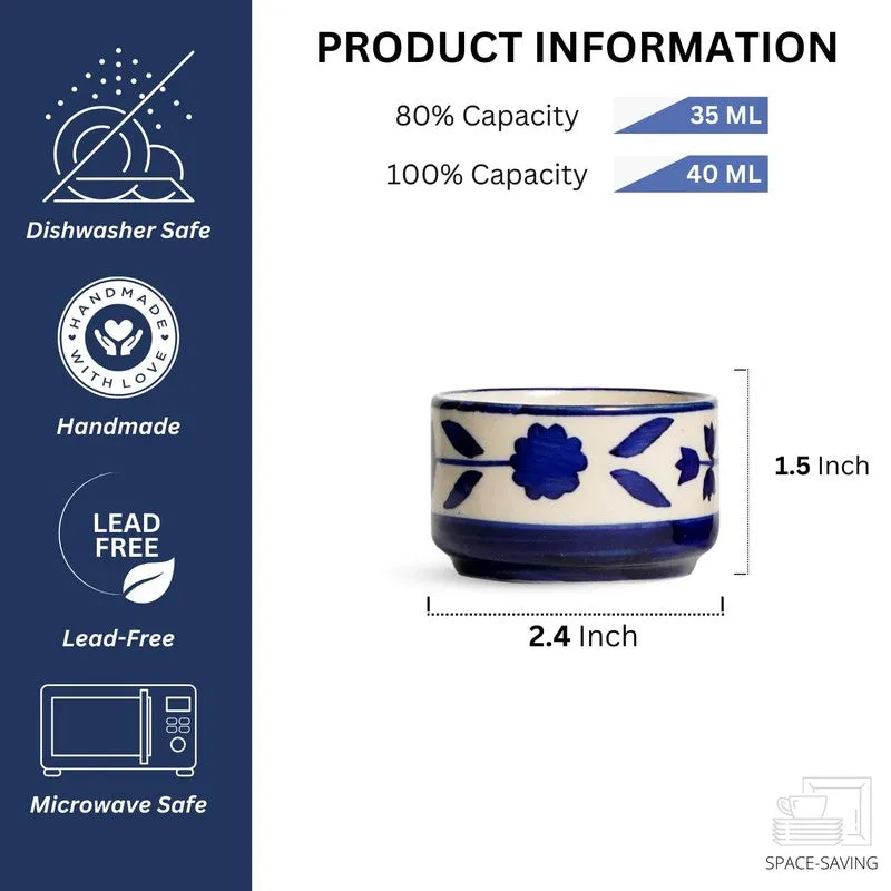 Culinova Ceramic Dip Bowls (Blue,White ,40 mL Each) - Set Of Six media 8