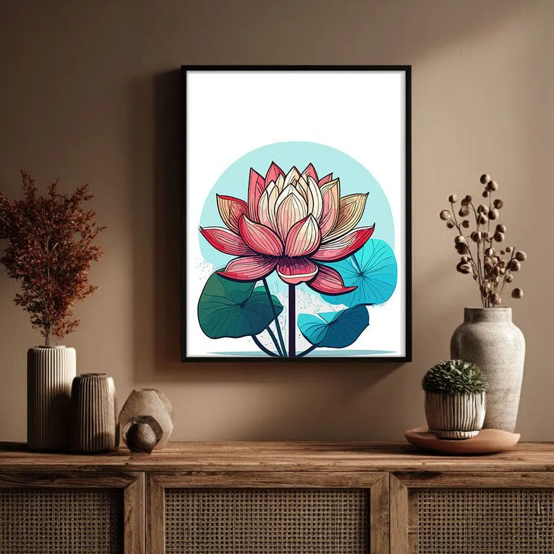 Lotus In Color Archival Paper Wall Art With Frame media 3
