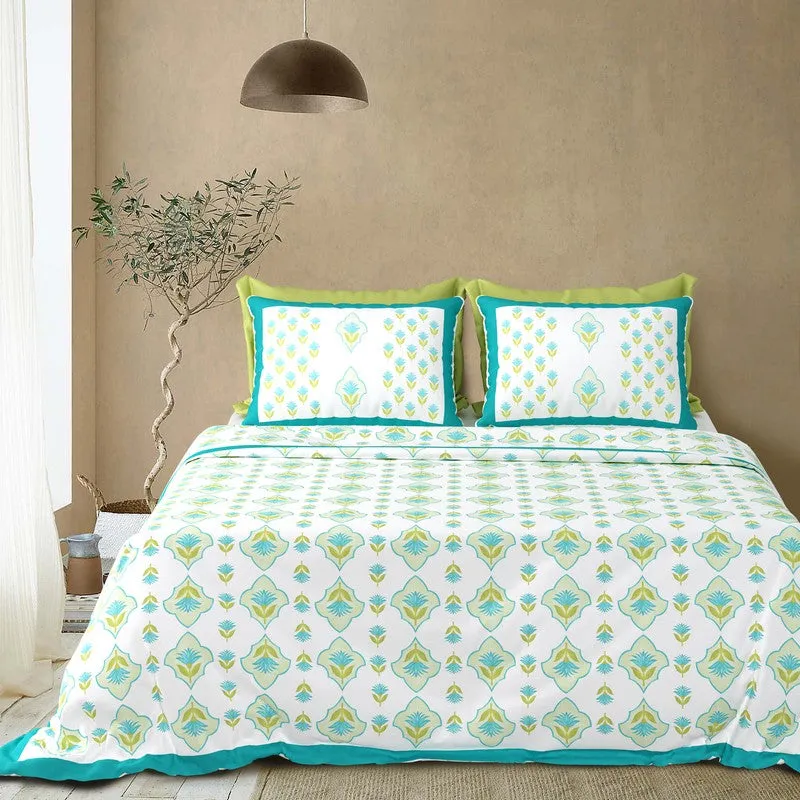 Royal Print Cotton Bedsheet (Blue,White) - 120 TC media 3