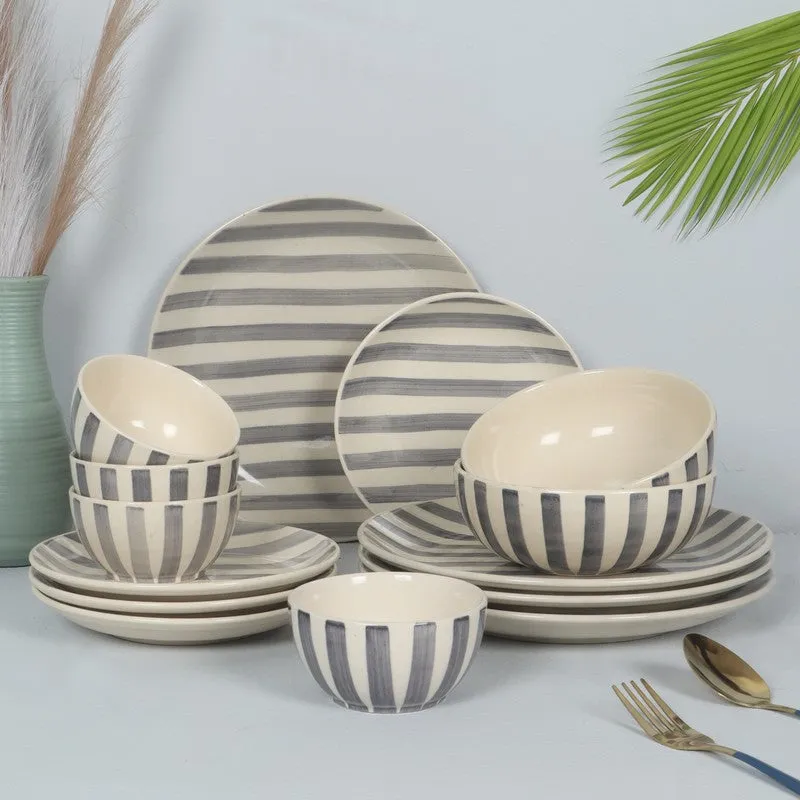 EasyServe Dining Set (Grey,White) - 14 Piece Set media 1