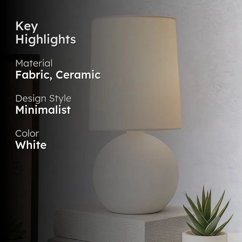 Ibex Orb Ceramic Fabric Table Lamp - White media 2