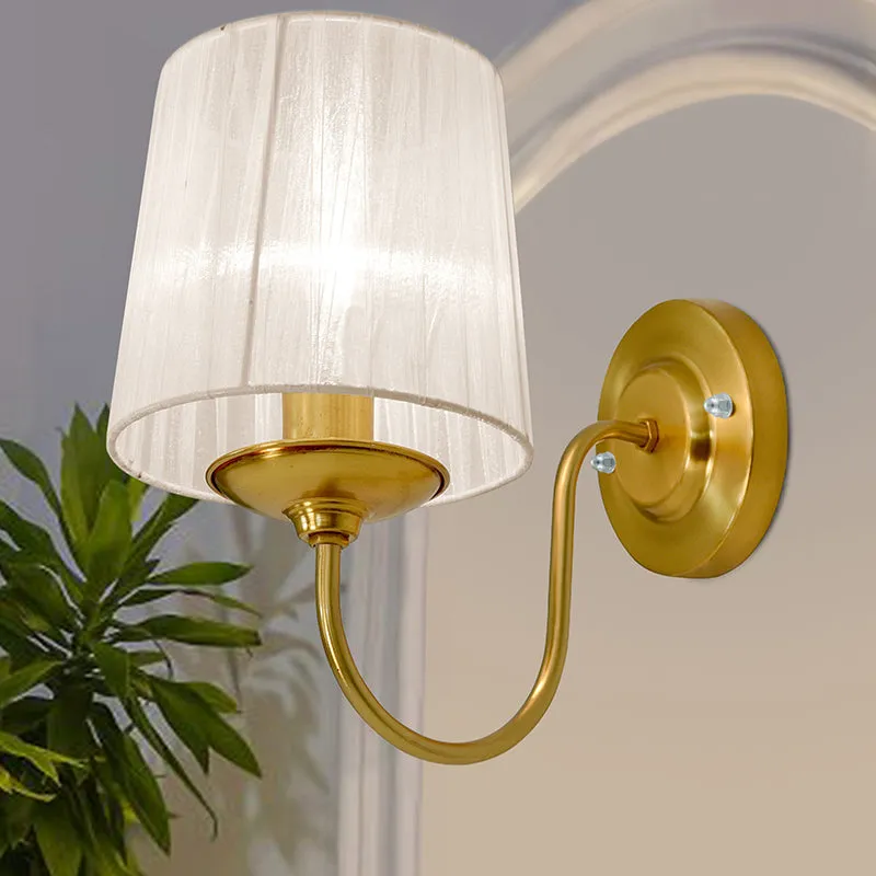 Pleat Carva Fabric & Metal Wall Lamp - Gold media 1