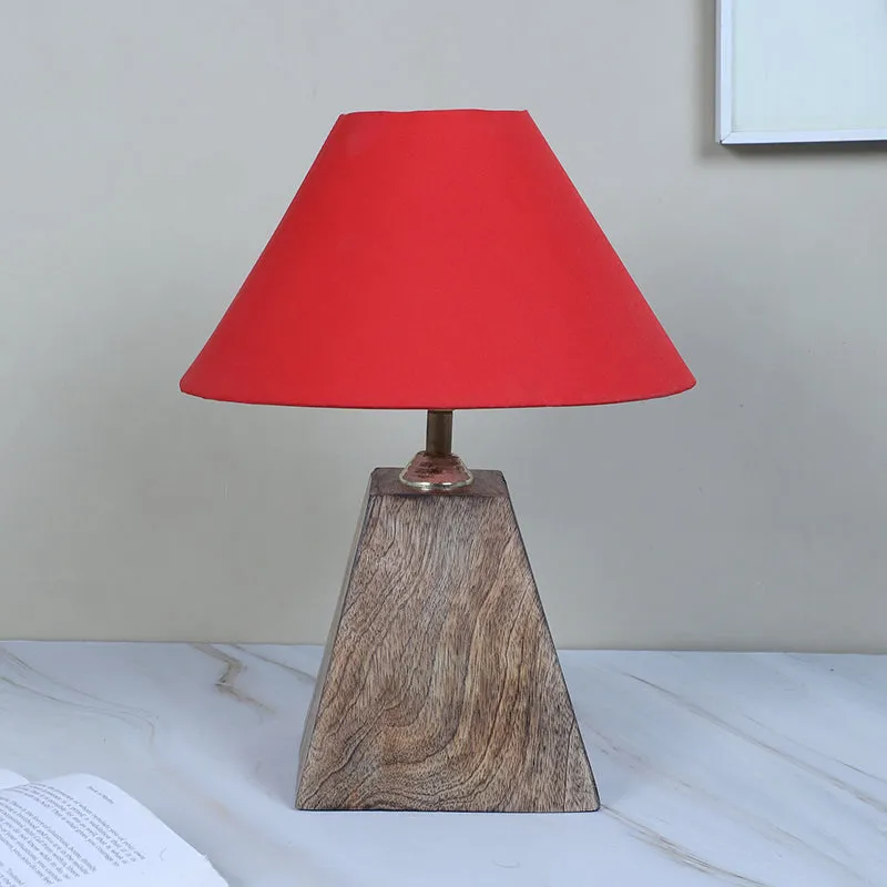 Torou Obelisk Solid Mango Wood Table Lamp - Red,Brown media 3