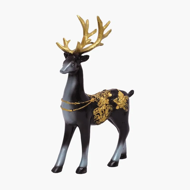 Opulent Deer Polyresin Showpiece (Black) - Set Of Two media 4