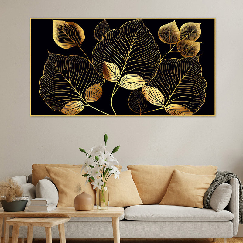 Aphroma Gold Foliage Wall Painting