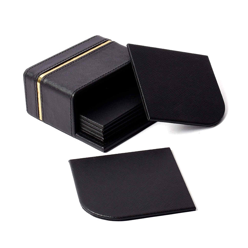 Ceastra Faux Leather Coaster (Black) - Seven Piece Set media 5