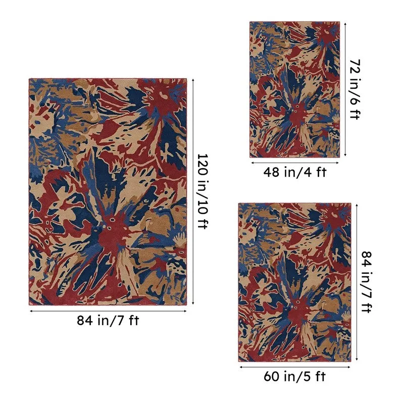 Taranis Hand Tufted Floral Wool & Nylon Carpet - Brown & Blue media 15