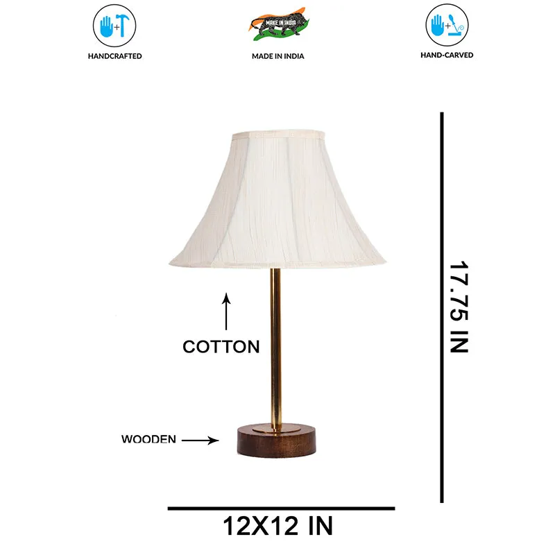 Ceylon Arc Rodin Wooden Table Lamp - OffWhite,Gold,Brown media 7