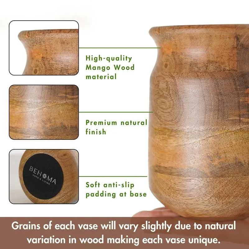 Mangia Wooden Vase - Light Brown media 4