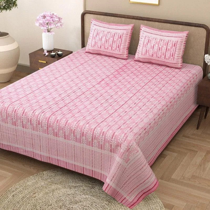 Tulia Cotton Bedsheet (Pink) -144 TC media 1