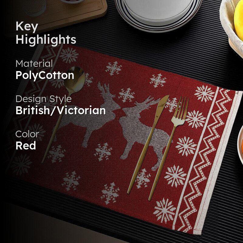 Crimson Stag Jacquard Woven Placemat - Set Of Two media 2