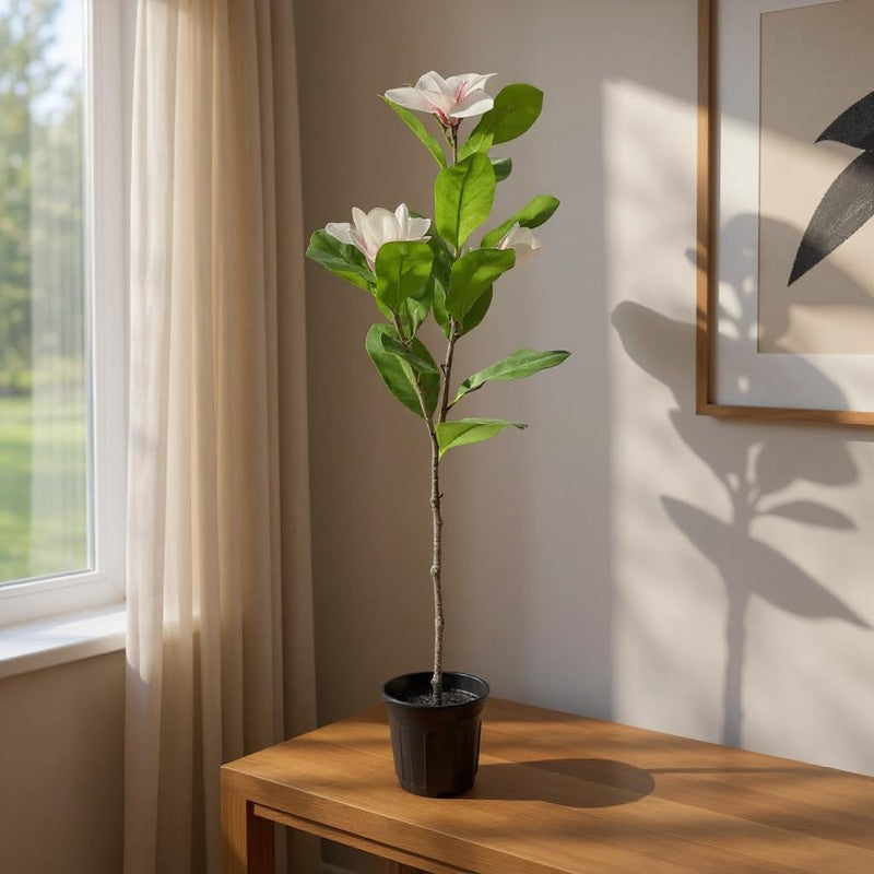 Leafio Artificial Mangolia Plant - 3.3 Feet media 2