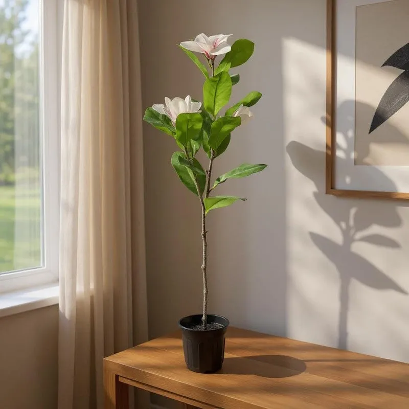 Leafio Artificial Mangolia Plant - 3.3 Feet media 2
