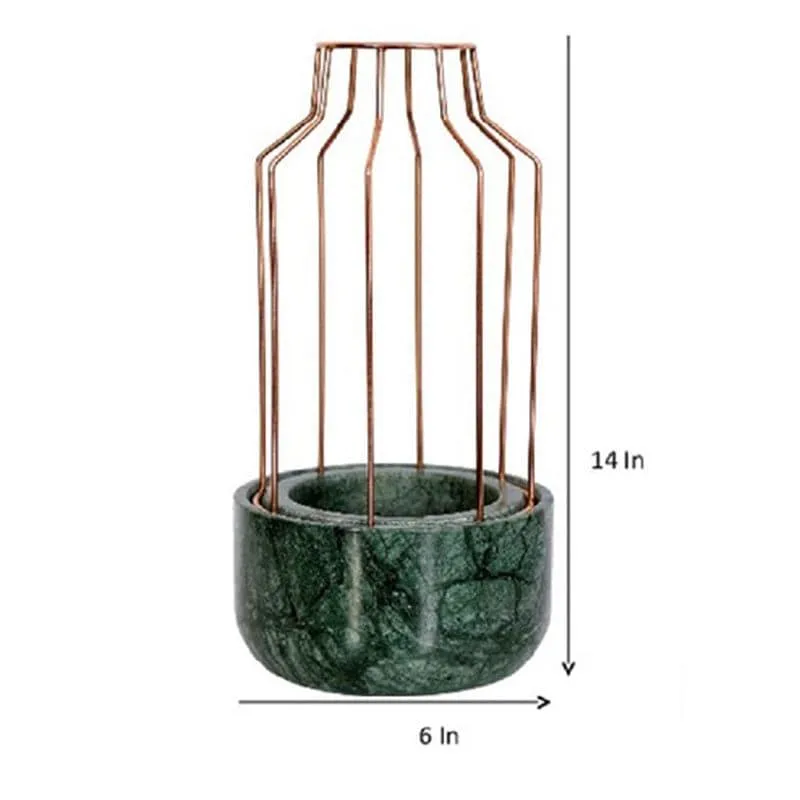 Copper Mesh Eartha Hand Crafted Marble Planter - Green media 5