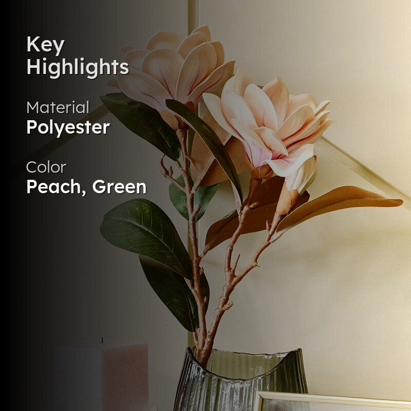 Artificial Magnolia Flower Stick - Peach media 2