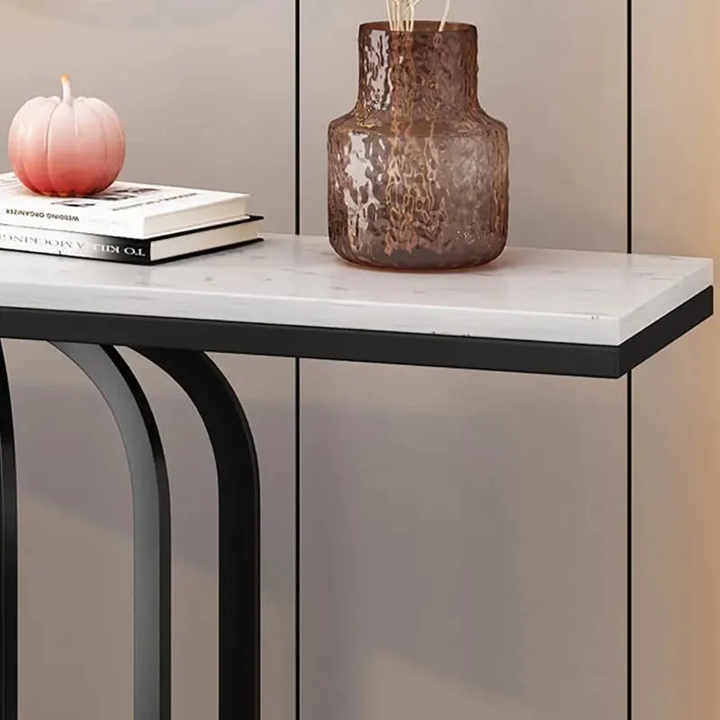 Stylish Metal Console Table with Marble Top - Small media 6