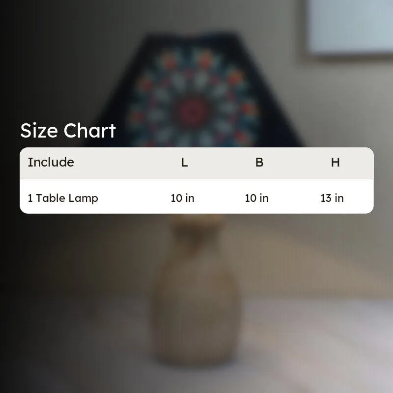 Toile Curve Printed Mango Wood Table Lamp - Multicolor media 7