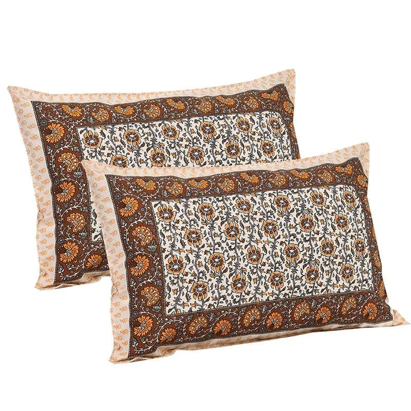 Mridula Printed Cotton Bedsheet (Beige) - 160 TC media 5
