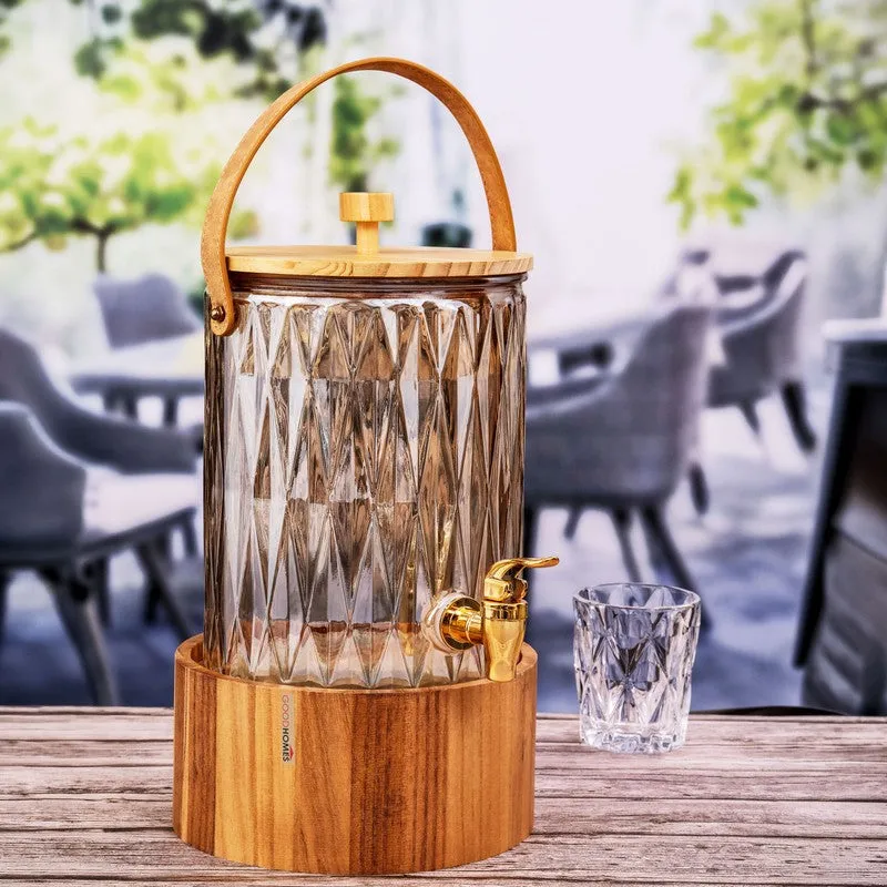 Glass Drink Dispenser with Wooden Stand (5000 Ml) - Two Piece Set media 4
