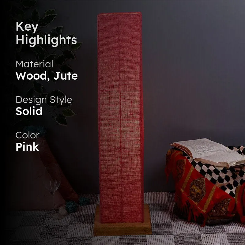 Ruya Wooden Tower Floor Lamp With Jute Shade - Pink media 2