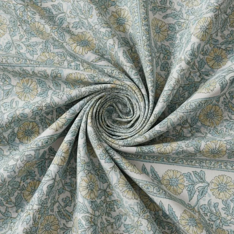 Niagra Floral Cotton Bedsheet (Blue) - 144 TC media 5