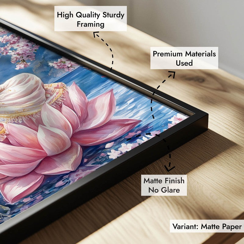 Vidya Dhayini Spiritual Archival Paper Wall Painting With Frame - Black media 7