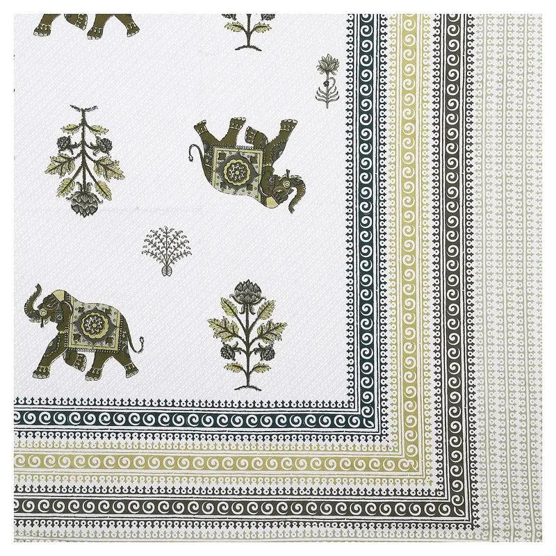 Gajesara Ethnic Cotton Bedsheet (Olive Green) - 160 TC media 4