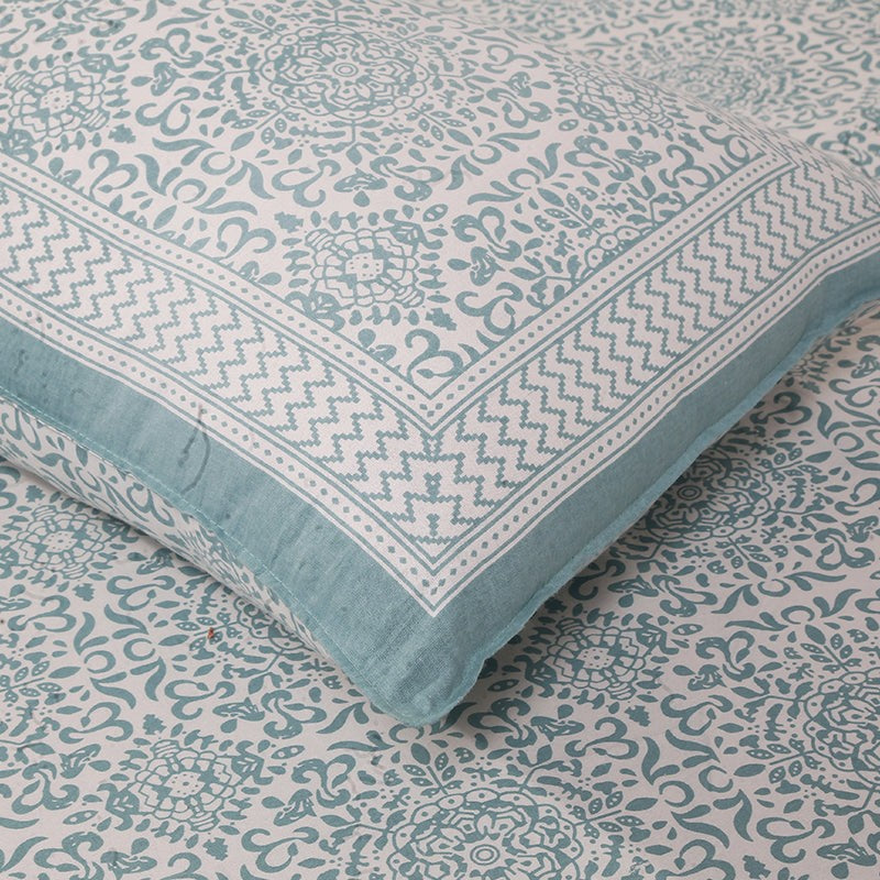 Anvi Ethnic Printed Bedsheet - Light Blue media 4