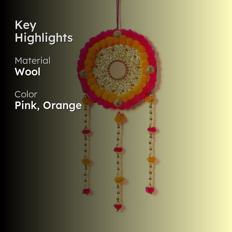 Round Festive Latkan - Pink & Orange media 2
