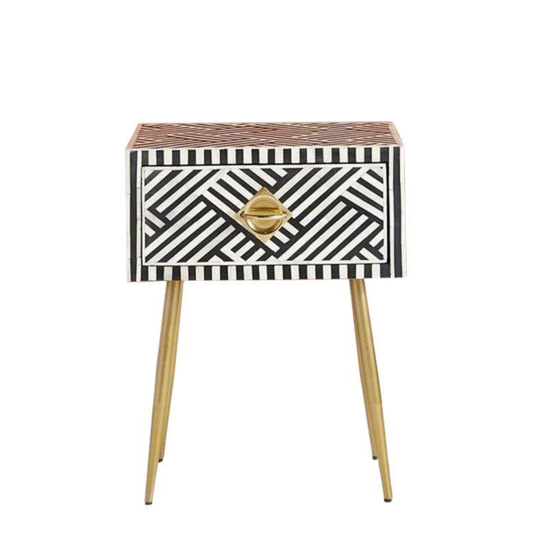 Elegant Black Mother of Pearl Bedside Table media 3