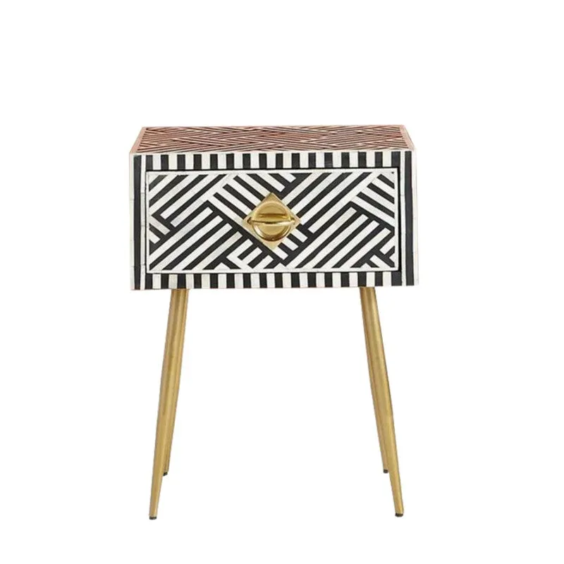 Elegant Black Mother of Pearl Bedside Table media 3
