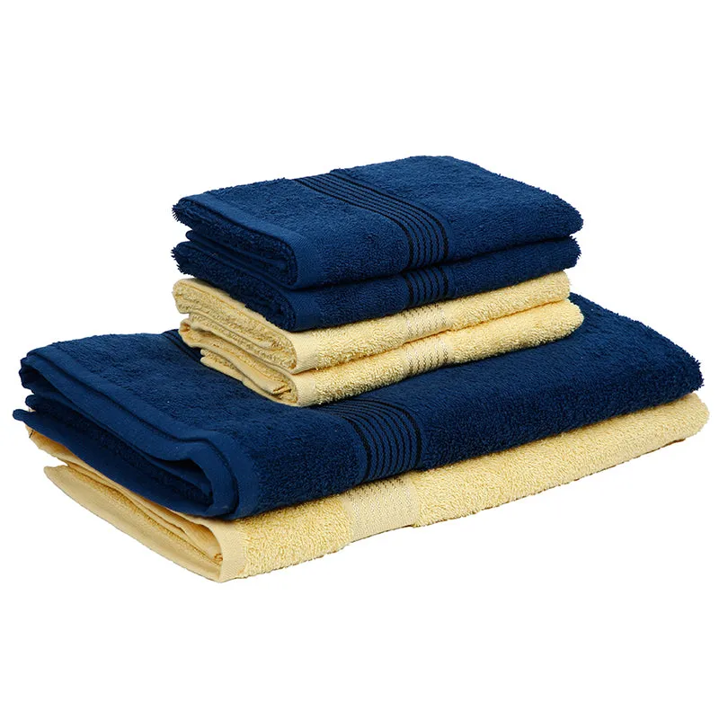 Eva Quick Dry Towel Combo (Yellow & Dark Blue) - Six Piece Set media 4