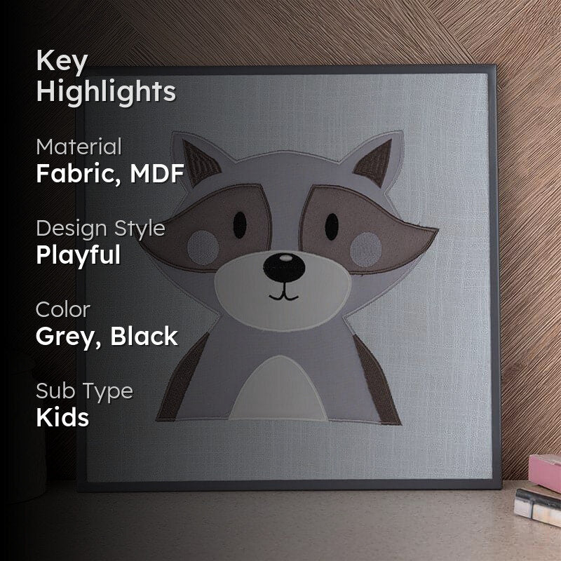 Racoon Roam MDF & Fabric Wall Accent  - Jungle Collection media 2