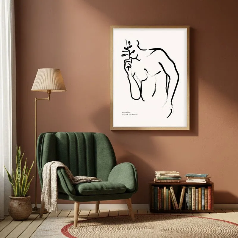 Tender Veil Canvas Wall Painting With Brown Frame media 1
