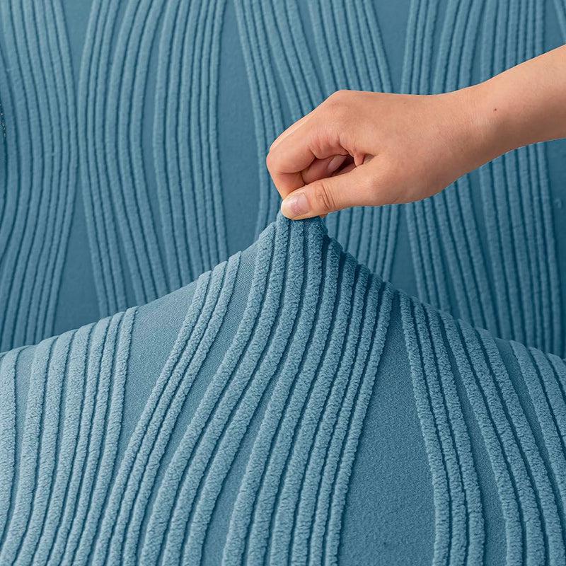 Velvet Night Solid Sofa Cover (Light Blue) - Single Seater media 4