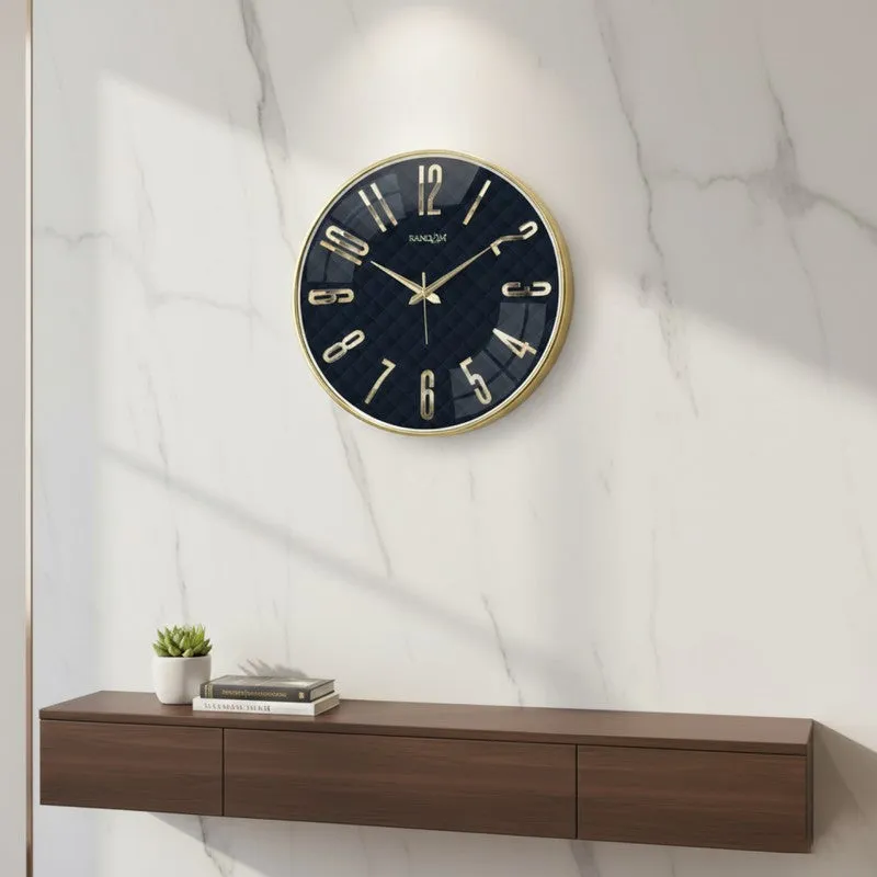 Elite Numeric Plastic Wall Clock - Blue & Gold media 5