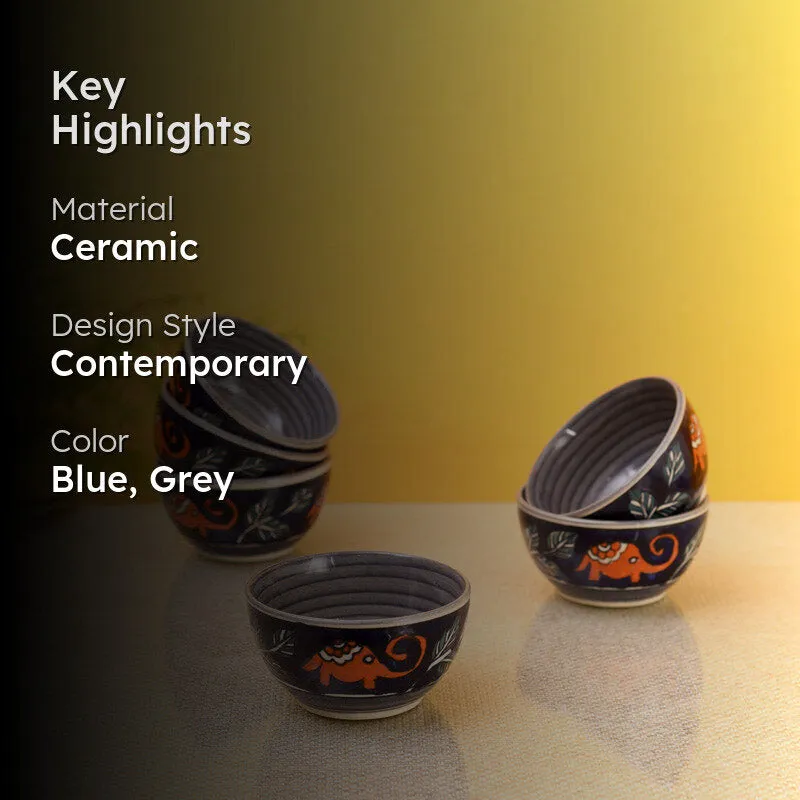 Tusker Grace Ceramic Serving Bowl (150 ML) - Set of Six media 2