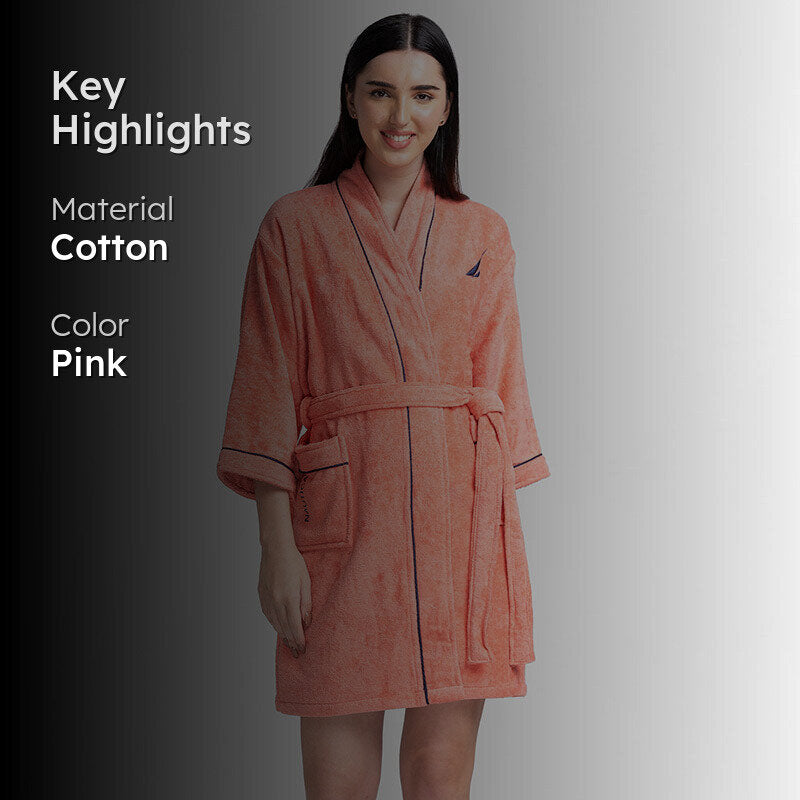 Nautica Cashmere Dreams Cotton Bath Robe - Coral media 2