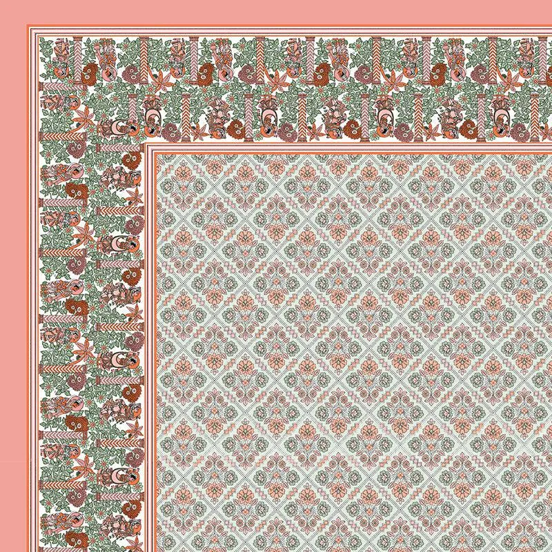 Saumya Serenity Floral Cotton Bedsheet (Peach) - 150 TC media 3