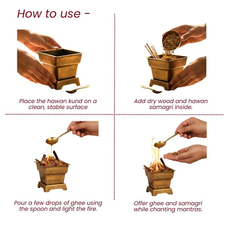 Mini Hawan Kund With Spoon (Gold) - Two Piece Set media 6