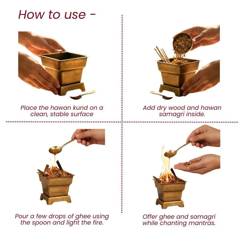 Mini Hawan Kund With Spoon (Gold) - Two Piece Set media 6