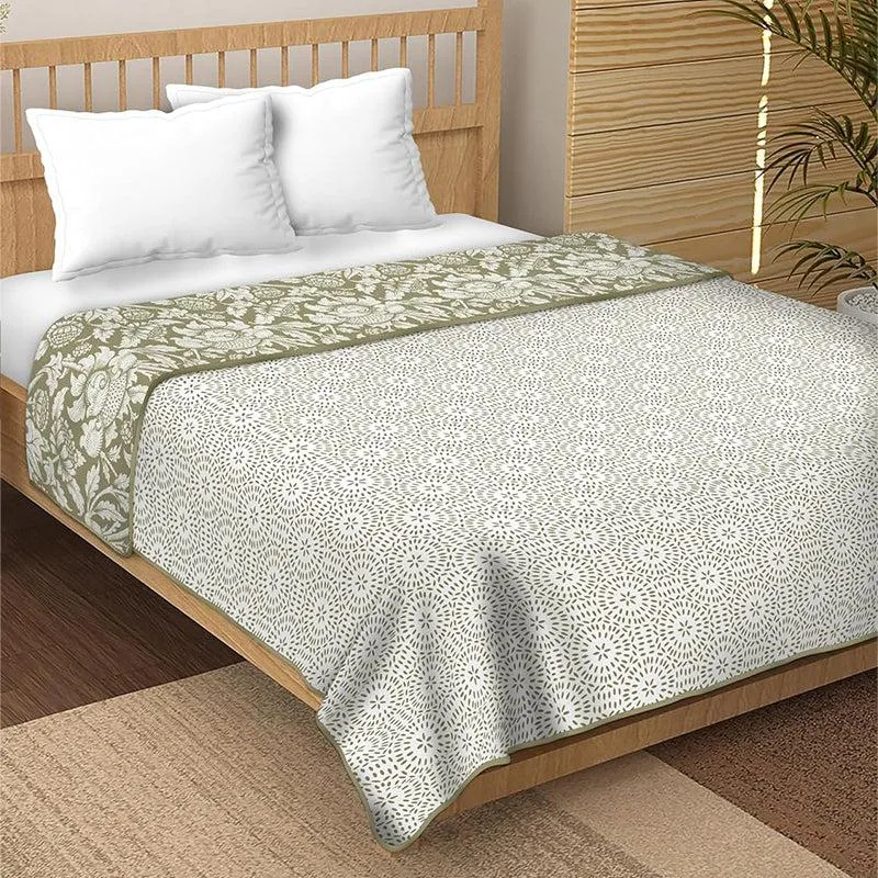 Topini Reversible Cotton Dohar (Olive Green)  - 180 GSM media 4