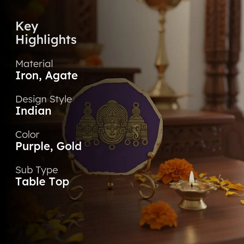 Mahalakshmi Agate Showpiece With Stand - Purple media 2