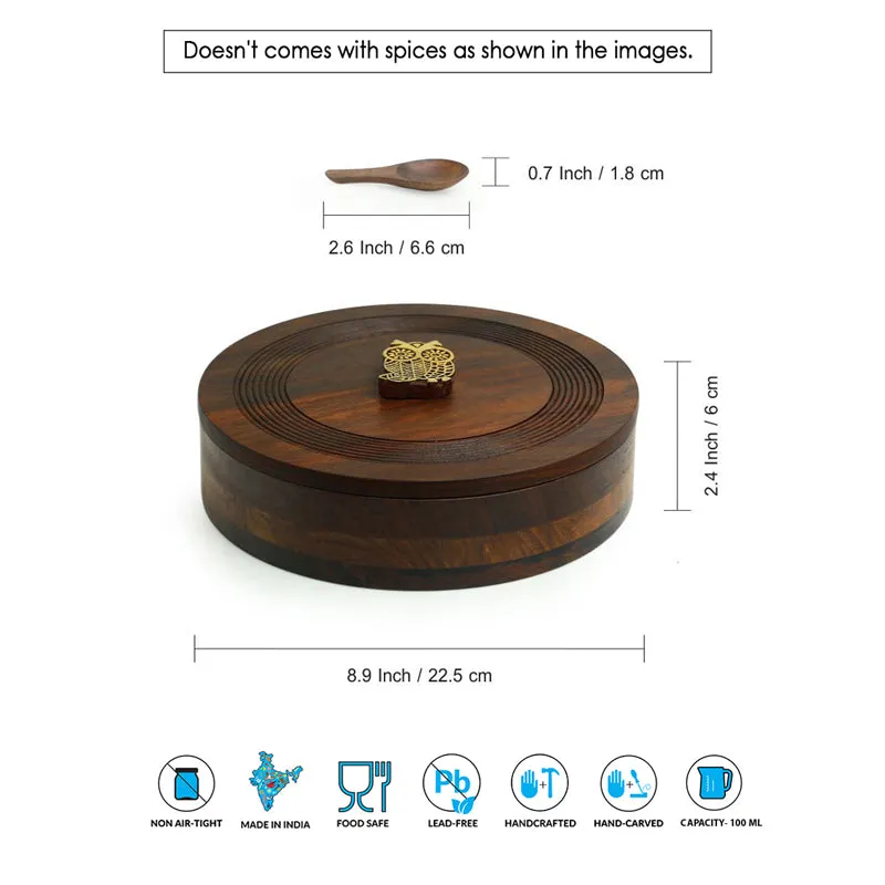 Hoot Spice Food Safe Sheesham Wood Masala Box - 80 ML media 6