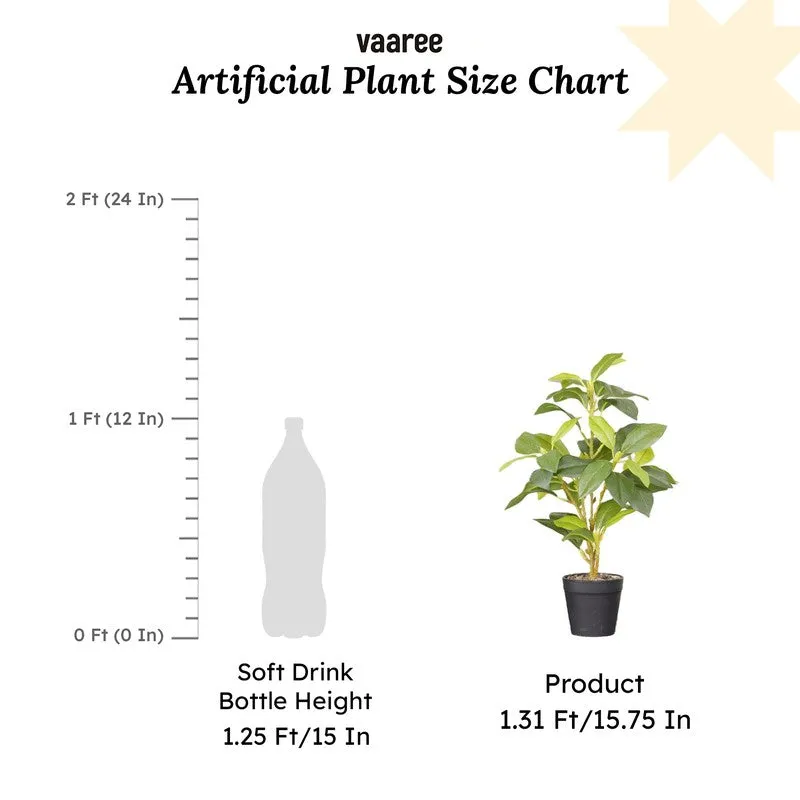 Artificial Croton Leaf Plant With Black Fiber Pot (Green) - 1.3 Feet media 7