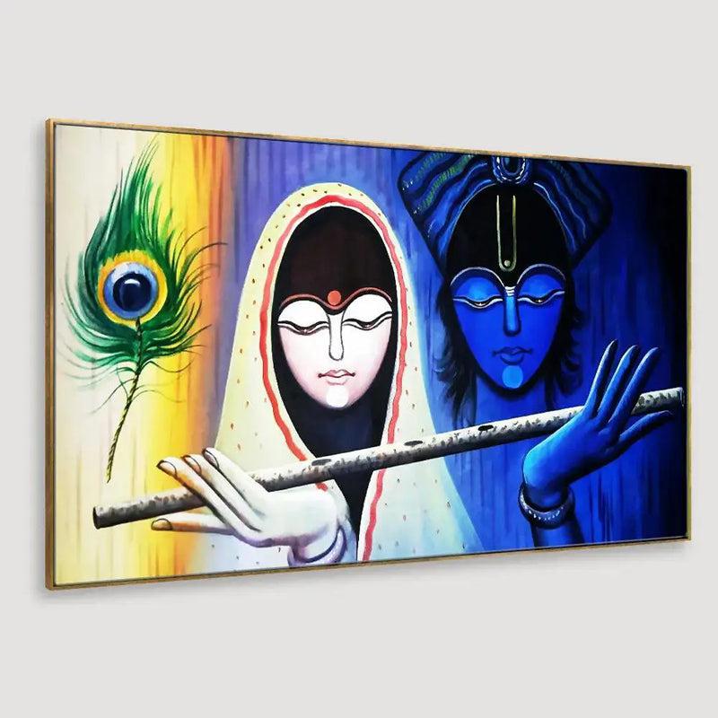 Radha Krishna Murali Canvas Wall Painting media 3
