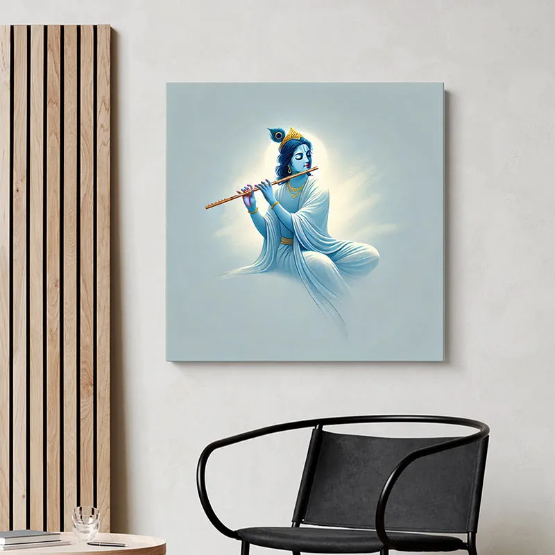 Krishna Flute Melodies Poly Canvas Wall Painting media 1