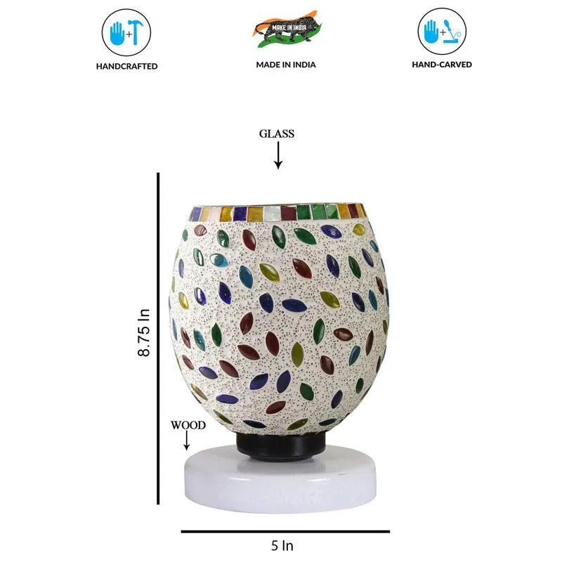 Luminatex Mosaic Glass Table Lamp With Wooden Base - Multicolor media 8