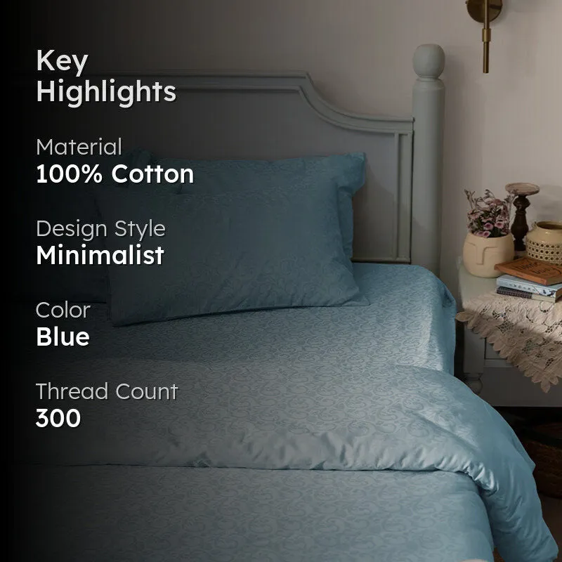 Coral Bloom Jacquard Duvet Cover - Pale Blue media 2